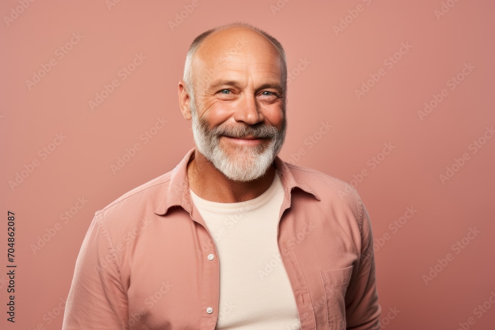 Portrait of a smiling senior man. Isolated over pink background. Portrait of a smiling senior man. Isolated over pink background.