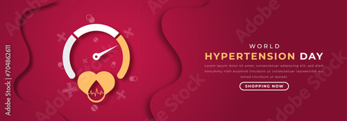 World Hypertension Day Paper cut style Vector Design Illustration for Background, Poster, Banner, Advertising, Greeting Card