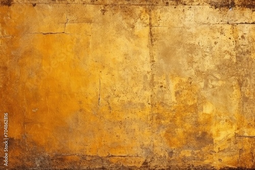 Golden grunge texture. Old textured wall painted with gold color. Yellow glitter background. Backdrop with copy space for design card, banner, wallpaper 