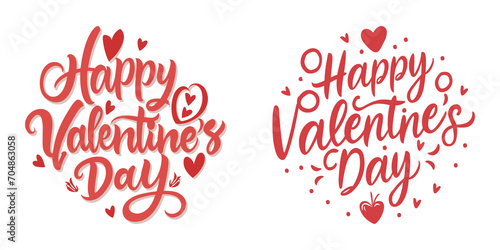 Happy valentine day typography design isolated on white background photo