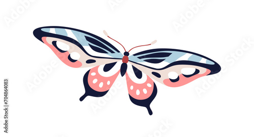 Butterfly flying. Tropical exotic moth with beautiful wings pattern. Spring a...