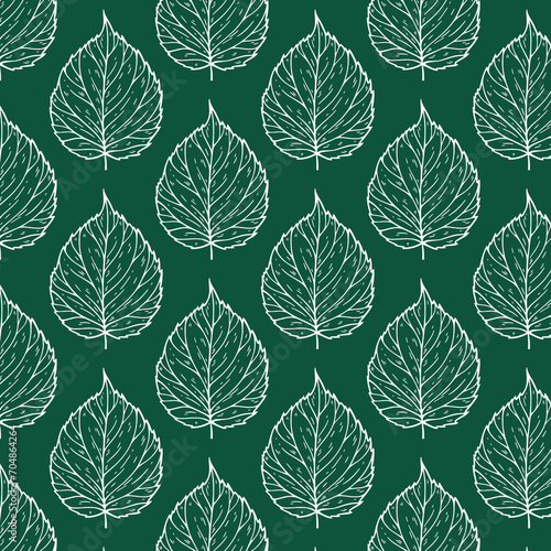 Vector leaf outline sketch illustration seamless repeat pattern digital artwork