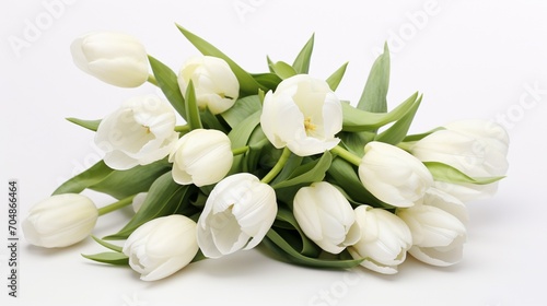 White tulips on isolated white background. Mother s day concept