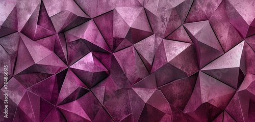 Angular geometric patterns in deep plum and silver, creating a captivating mosaic on a light lavender background.