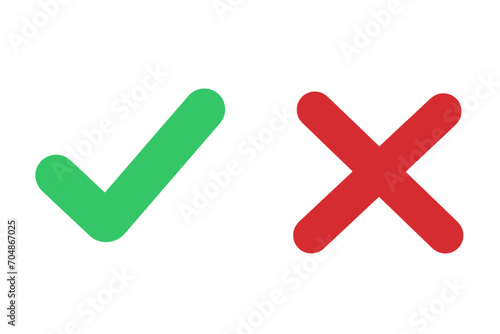 yes and no buttons, do and don't button, tick and cross buttons, checkmark and crossmark button isolated on white in green and red color vector illustration