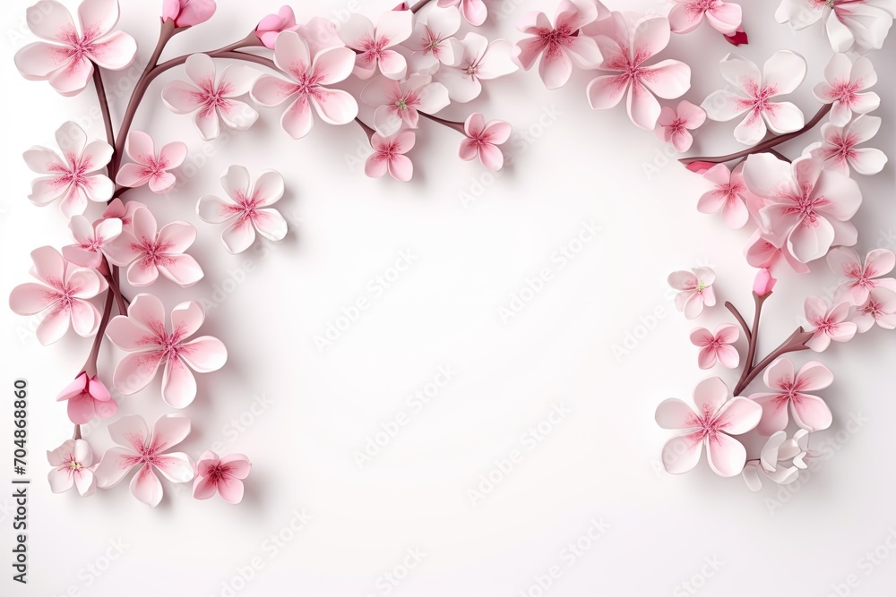 blossom branch with sakura. flower frame isolated on white background