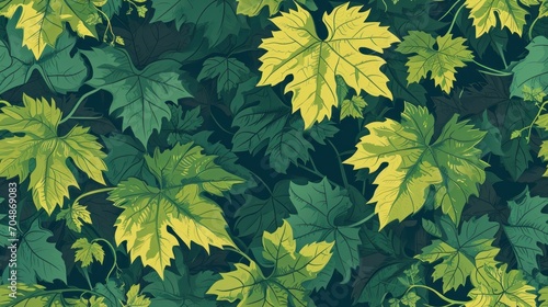  a bunch of green and yellow leaves on a dark green background with yellow and green leaves on a dark green background.