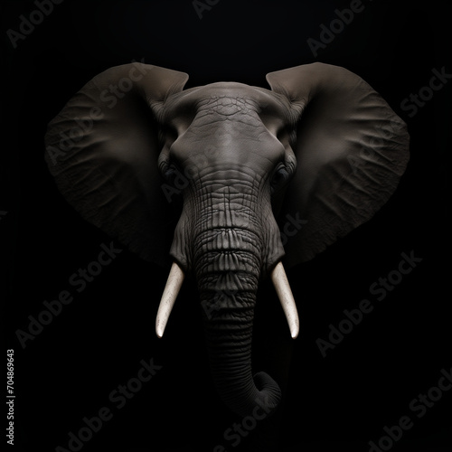 ki ELEFANT vor schwarzer wand, vorlage grafik bild wunderschön anmutihg indischer asiataischer afrikanischer elefant bulle stoßzahn aussterben artenliste rote liste wilderer elfenbein photo