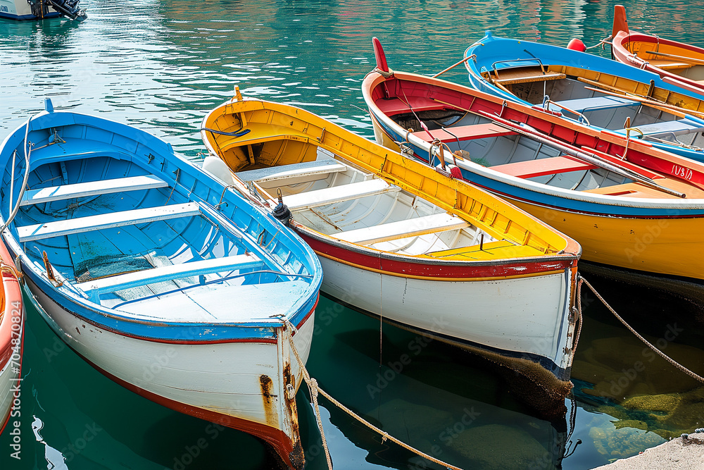 boats in the harbor deisgn for an ad. tourism, travel, venice, canals, lake, sea, water. italy 