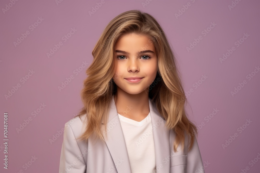Beautiful young business woman with long blond hair. Studio shot.