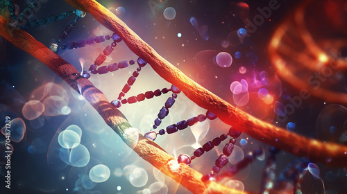 Blue DNA structure isolated background. 3D illustration © alexkich