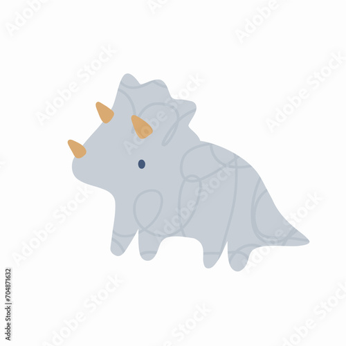 Cute hand drawn simple dino - texture vector illustration. Cartoon dinosaur for kids