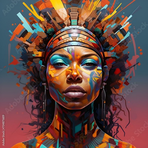 Colourful woman portrait - AI generated illustration