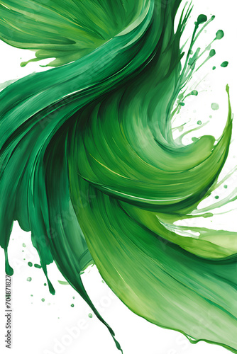 green paint brush strokes in watercolor on a transparent background