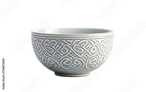Genuine Representation of Bowl Adorned with Peacock Feathers Pattern on White Isolated on Transparent Background PNG.