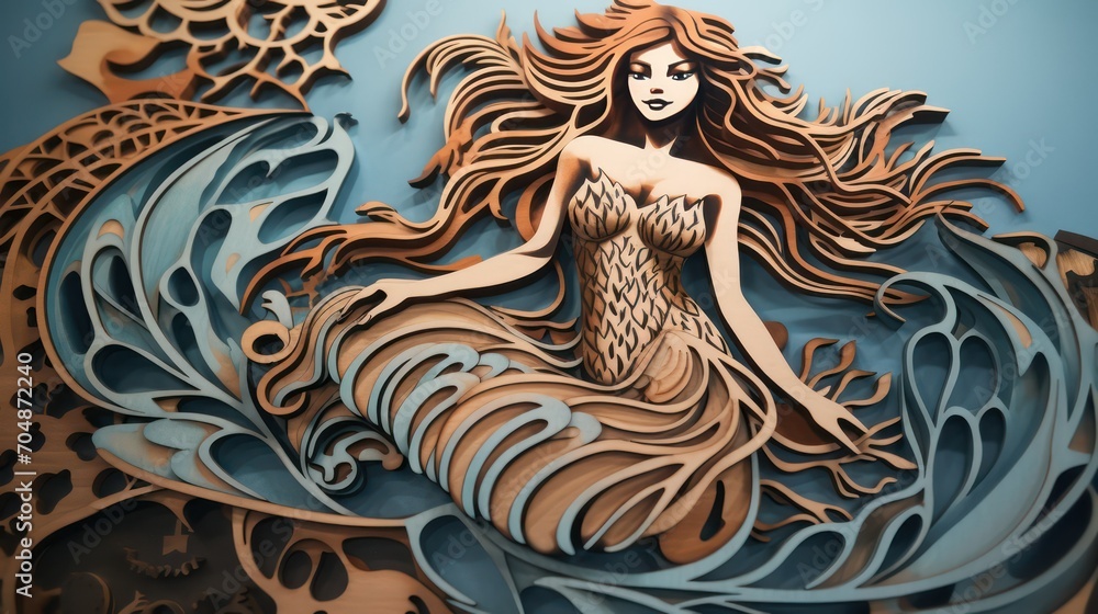paper cut mermaid on the wall paper cut mermaid on the wall