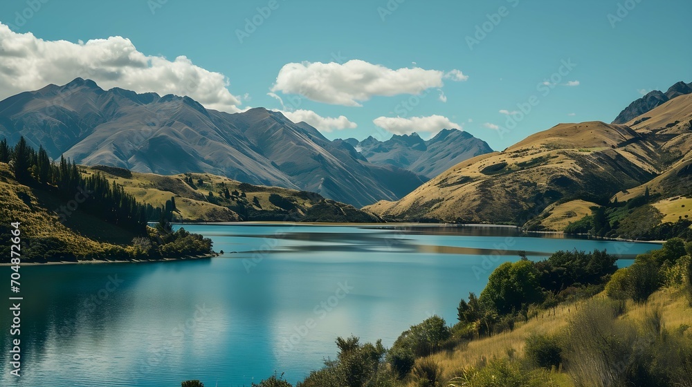 lake in the mountains New Zealand landscape Nature 
