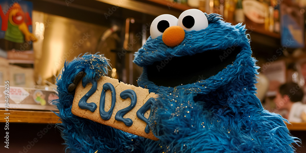 Blue, cookie, monster, with, cookie, of 2024, Generated Ai,