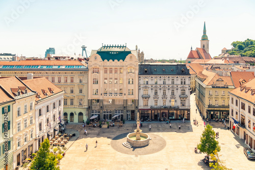 Slovakia, Bratislava Region, Bratislava,Main Square and surrounding old town houses photo