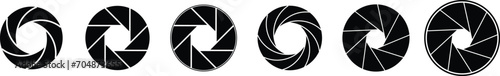 Camera shutter icons set. Camera lens diaphragm. Photo camera icon. Camera photography icons. Lens aperture, photo shutter, photo lens, shutter lens. Vector illustration
