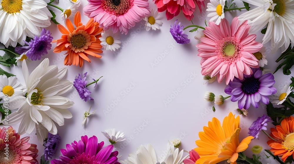 Frame from flowers with space for text in the center Frame from flowers with space for text in the center