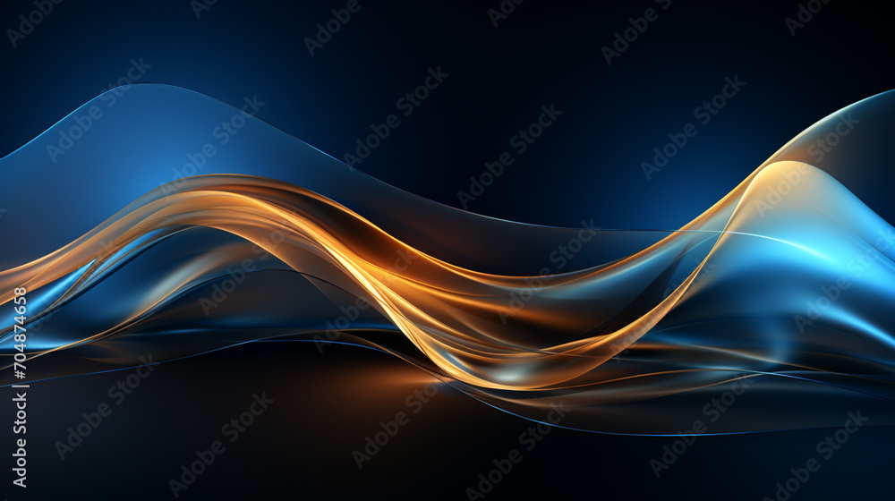 Fototapeta premium Abstract blue and gold waved shapes background