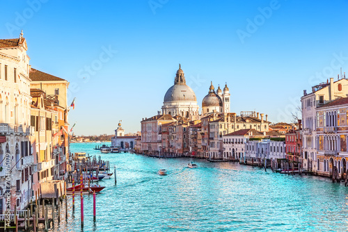 Beautiful view of Grand Canal and Basilica Santa Maria della Salute in Venice, Italy. © preto_perola