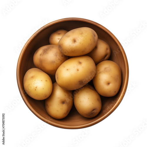 Potatoes in a bowl isolated on white background