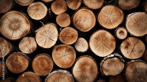 Natural Wood Logs Cross-Section with Annual Rings