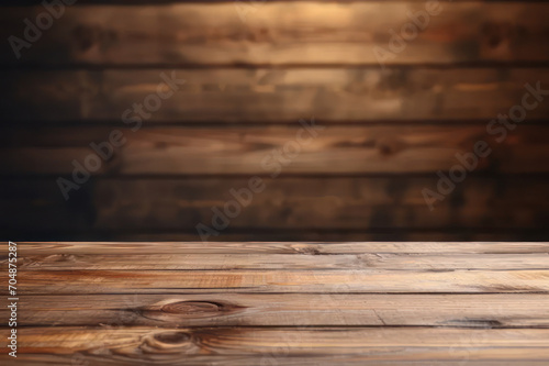 Background for advertising. Wooden boards, table surface. AI generative.