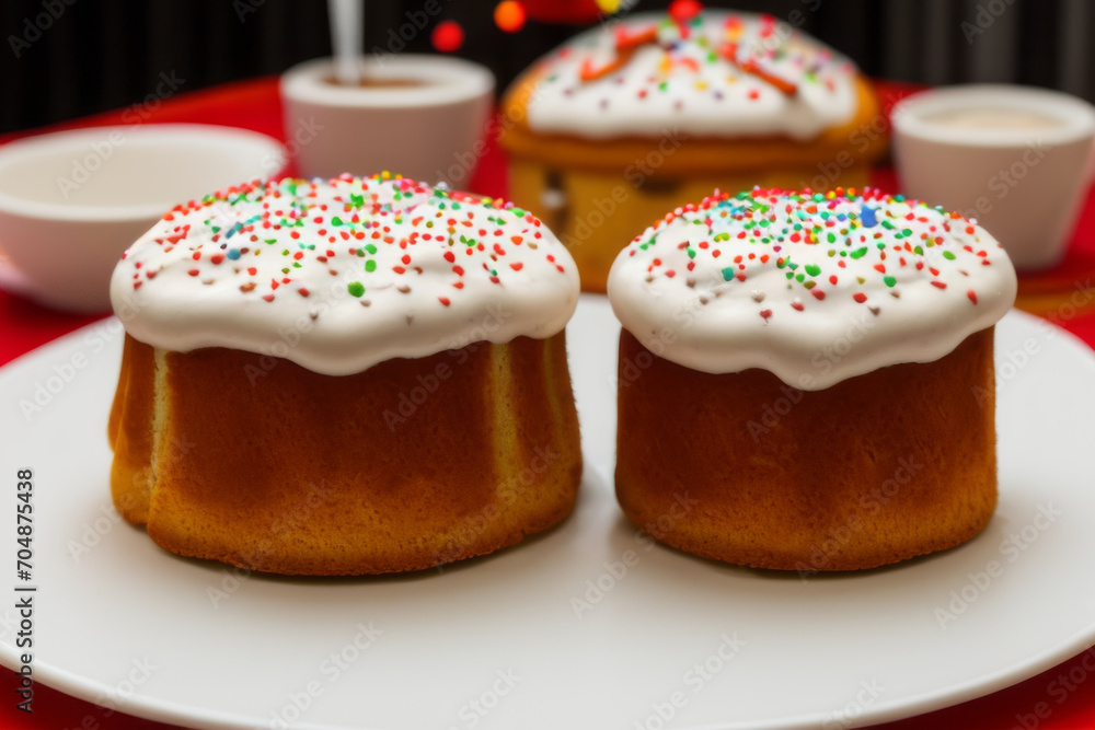 Easter cakes on the table. AI Easter cakes on the table. AI