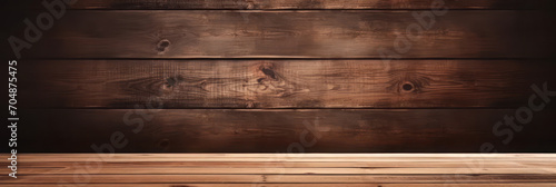 Background for advertising, banner. Wooden boards, table surface. AI generative.