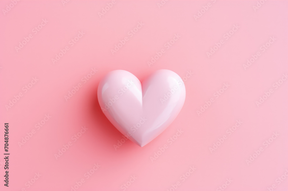 Pastel pink heart, delicate soft design greeting card for Valentines Day and love celebration