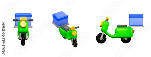 3D rendering of delivery bike in cartoon style, Scooter bike model for transportation business