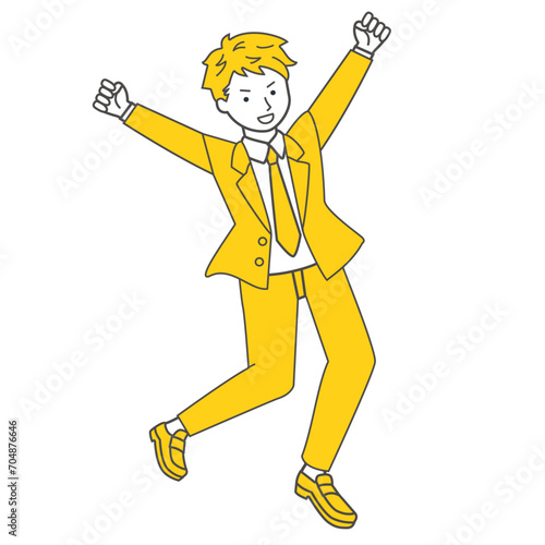 ジャンプしている学生のイラスト