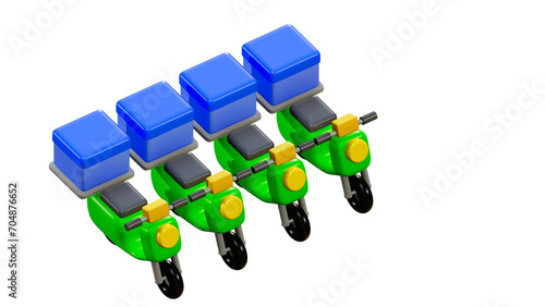 3D rendering of delivery bike in cartoon style, Scooter bike model for transportation business