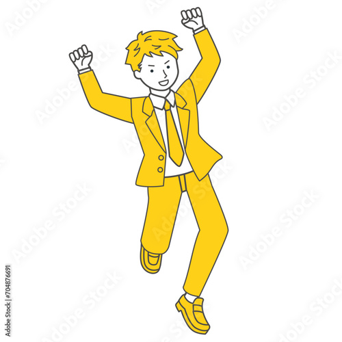 ジャンプしている学生のイラスト