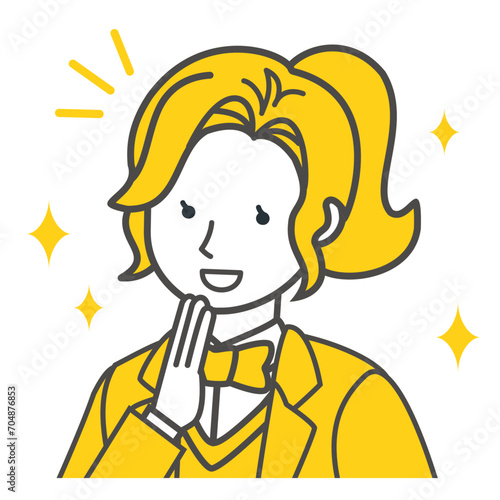 ポニーテールの学生のイラスト