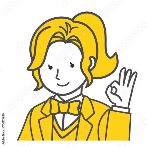 ポニーテールの学生のイラスト