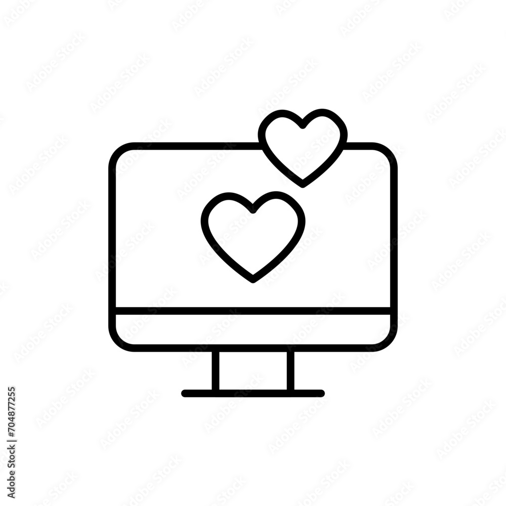 Love monitor outline icons, minimalist vector illustration ,simple transparent graphic element .Isolated on white background Love monitor outline icons, minimalist vector illustration ,simple transparent graphic element .Isolated on white background