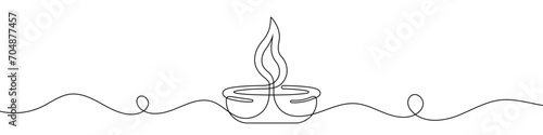 Continuous editable line drawing of candle. Candle icon in one line.