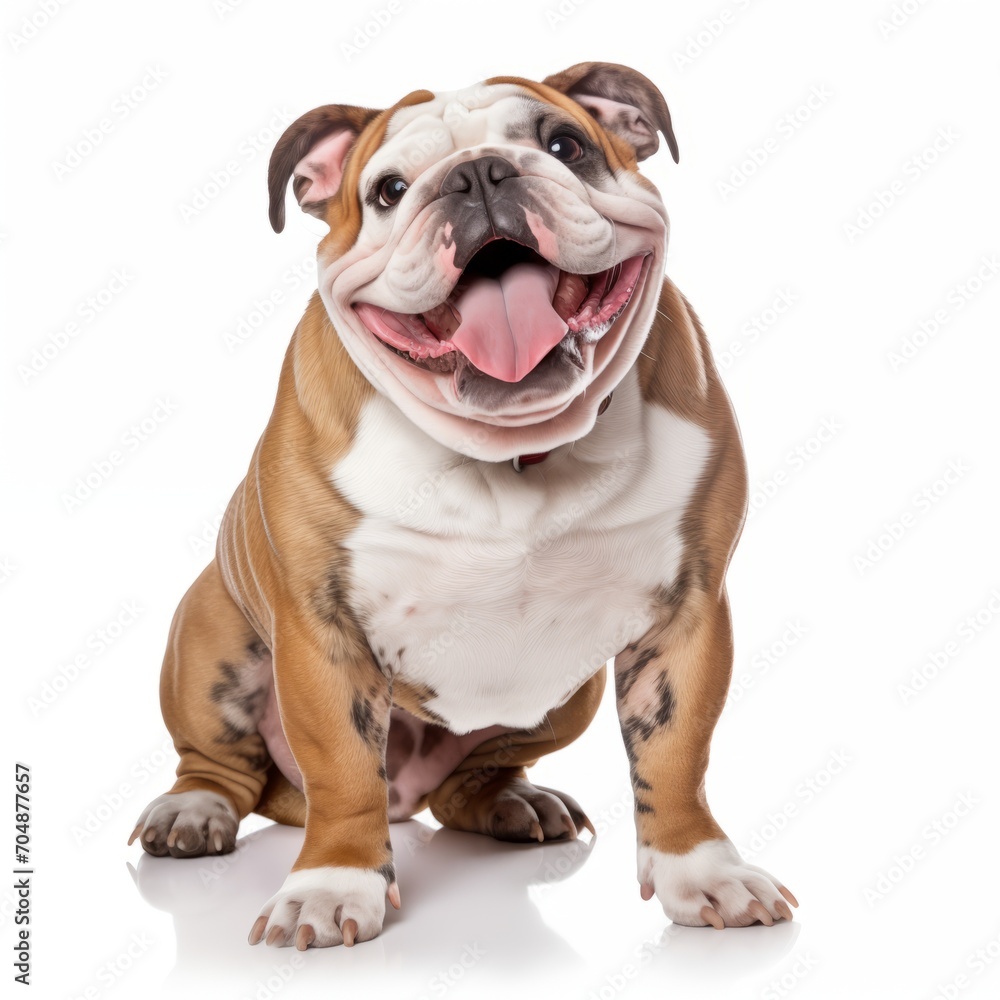 Happy English Bulldog on white background