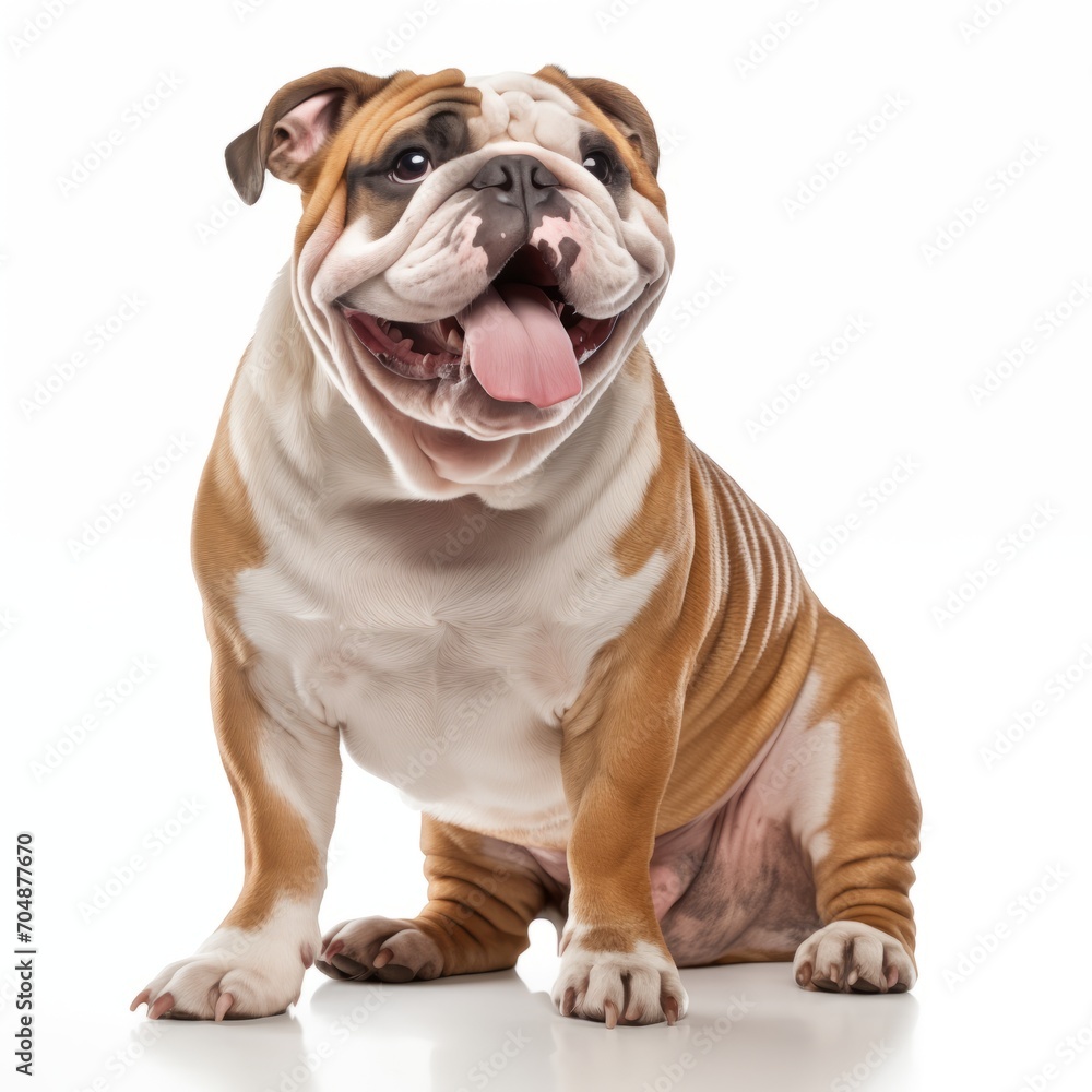 Happy English Bulldog on white background