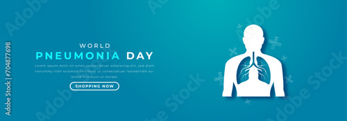 World Pneumonia Day Paper cut style Vector Design Illustration for Background, Poster, Banner, Advertising, Greeting Card photo
