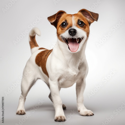 Happy Jack Russell on a white background