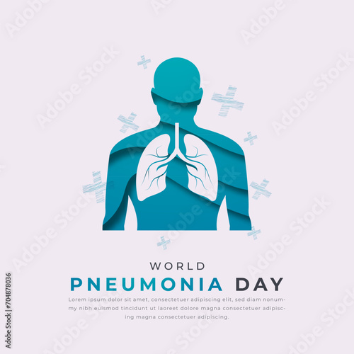 World Pneumonia Day Paper cut style Vector Design Illustration for Background, Poster, Banner, Advertising, Greeting Card