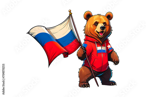 Funny Bear Wearing Russian Flag (PNG 10800x7200)