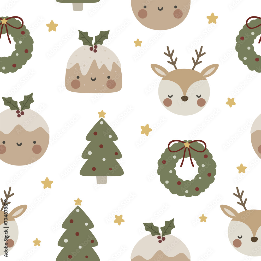 Obraz premium Christmas theme cute seamless pattern