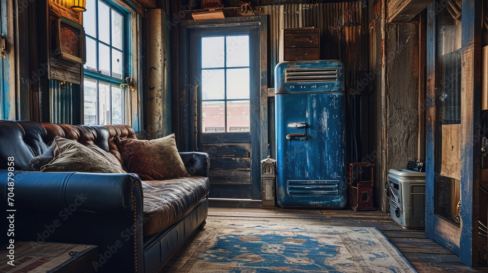 Indigo Chill: Rustic Cooler at the Entryway Indigo Chill: Rustic Cooler at the Entryway