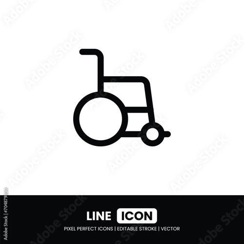 Wheelchair icon pixel perfect | Vector outline illustration